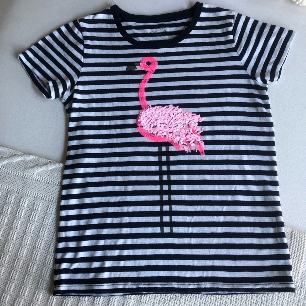 J. Crew Sequined Pink Flamingo Teeโ๏ธ